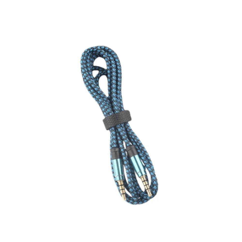 1.5M Nylon Braided 3.5mm AUX Audio Extension Cable | Car & Headphones AUX Audio Cable Qme Blue