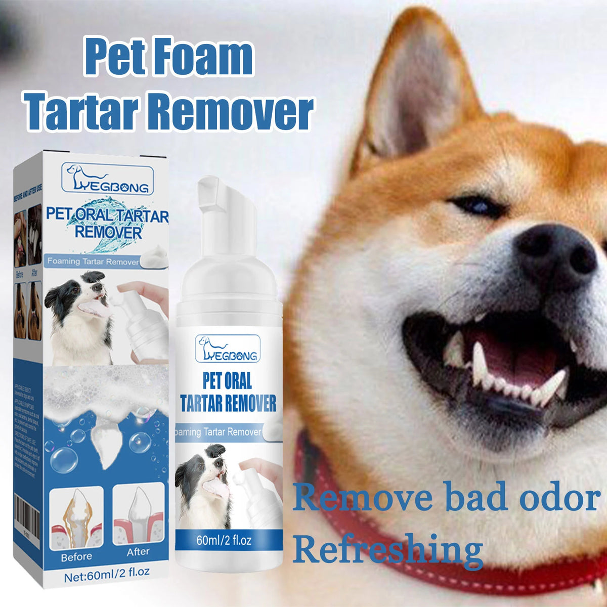 YEGBONG 60ml Pet Dental Foam – Tartar & Plaque Cleaner Pet Dental Foam Qst Default Title