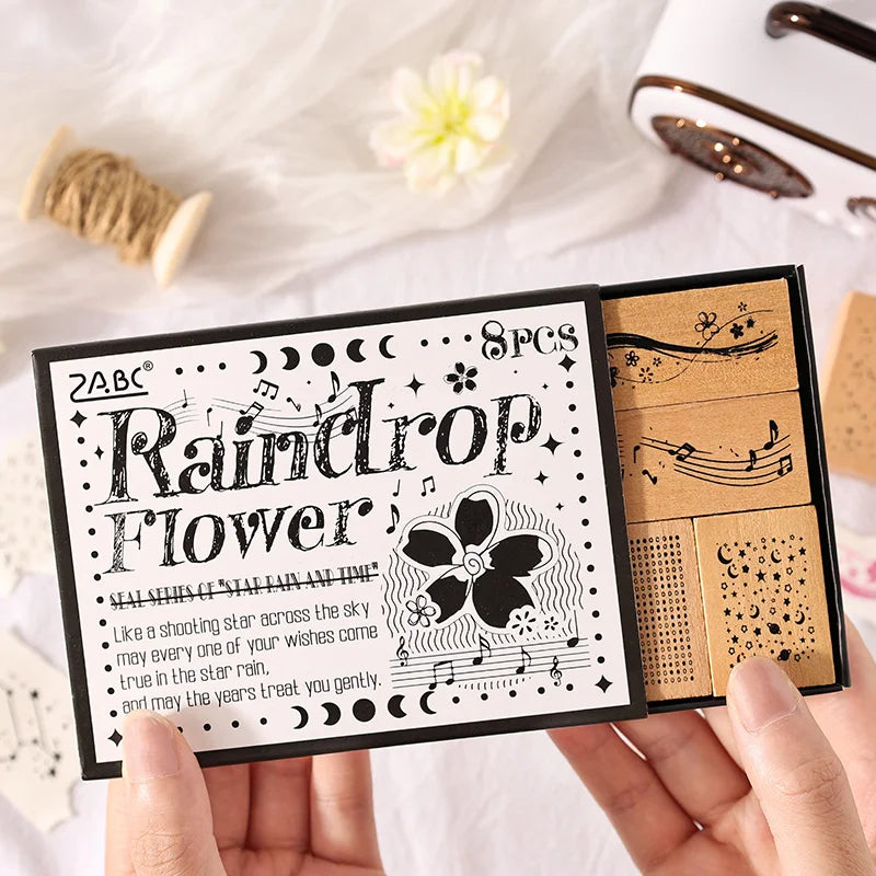 Vintage Wooden Rubber Stamps – Meteor Shower DIY Craft Set Decorative Rubber Stamp Qme