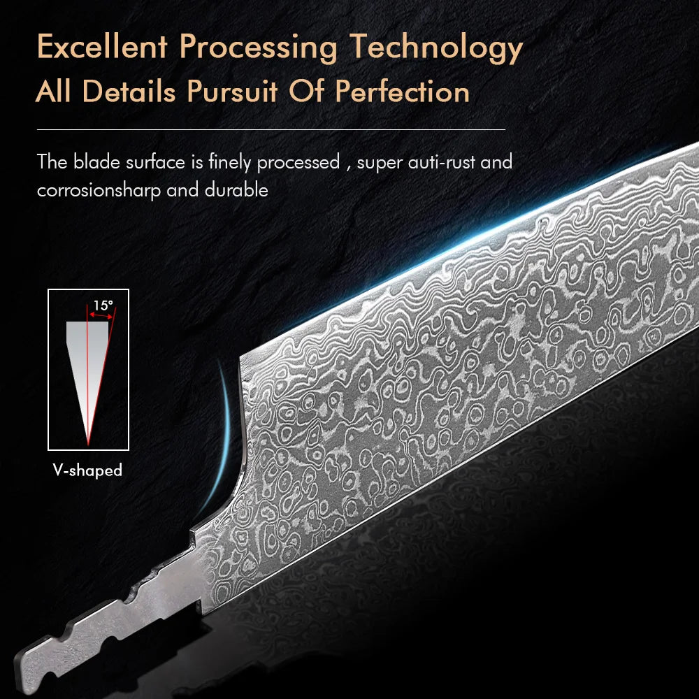 TURWHO Damascus Blank Blade Chef Knife Set – AUS-10, 67 Layer DIY Blank Knife Blade Qst