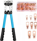 Cable Wire Lug Crimping Tool 10-1 AWG 8 Sizes Ratchet Crimper Wire Lug Crimping Tool Qme Light Blue