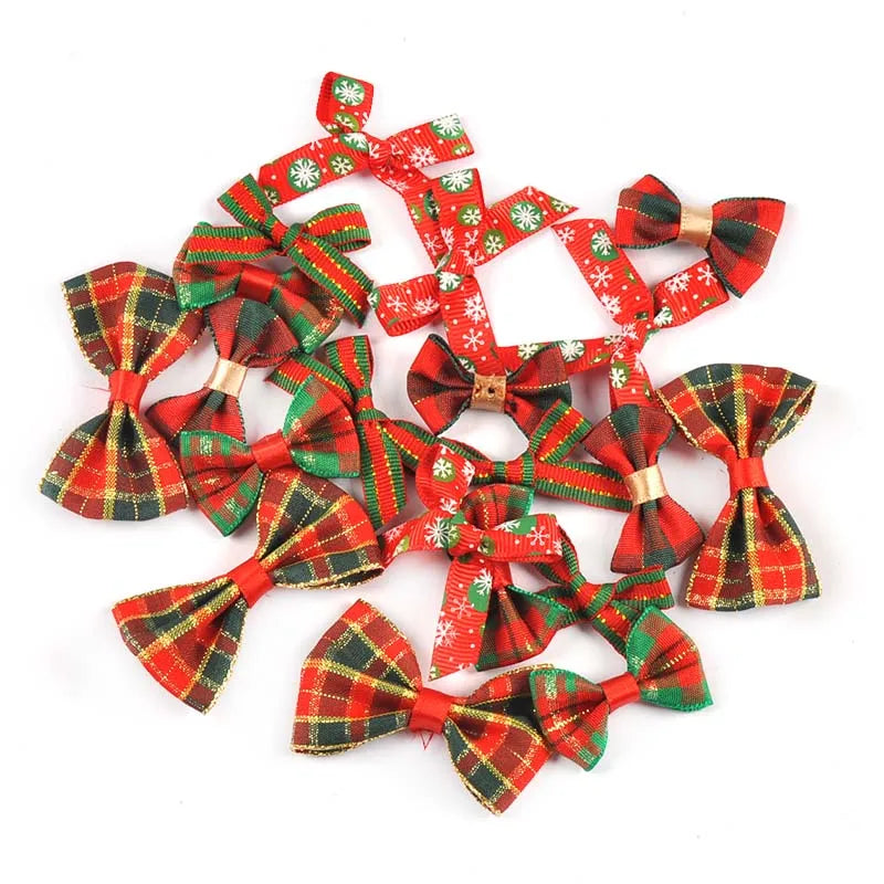 Mixed Christmas Bows Handmade Bowknot Ribbons – 30pcs Craft Decor Christmas Craft Bows Qme