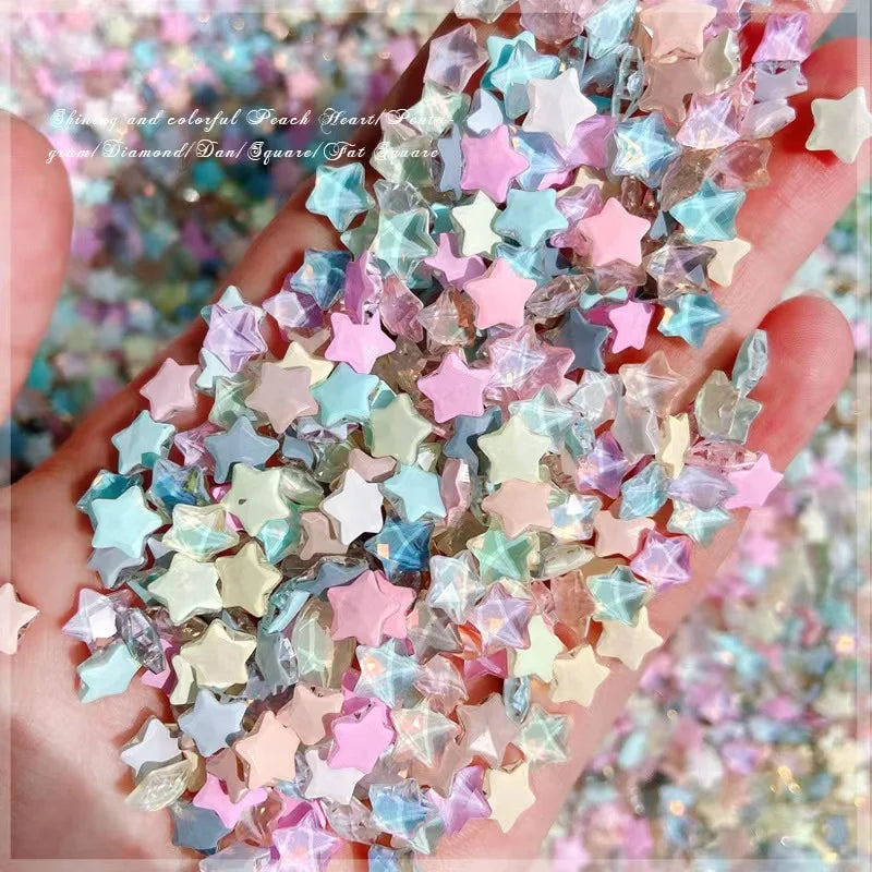 3D Nail Charms Rhinestone Gems – 50pcs Star & Love Art Nail Art Charms Qme