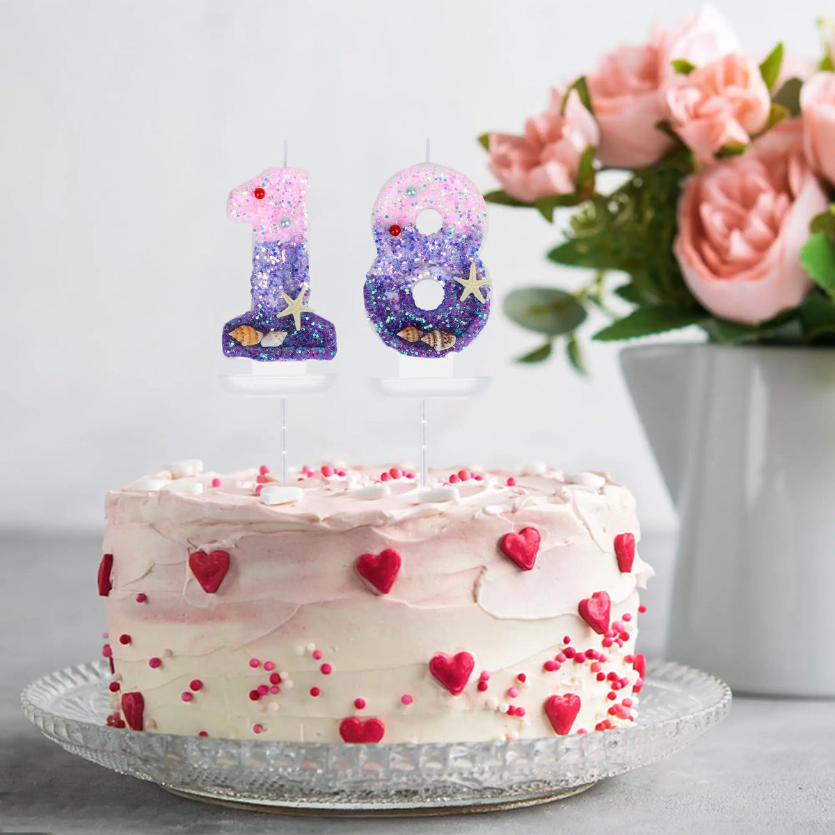 Pink Mermaid Number Birthday Candle – Ocean Beach Cake Topper Birthday Cake Candle Qst