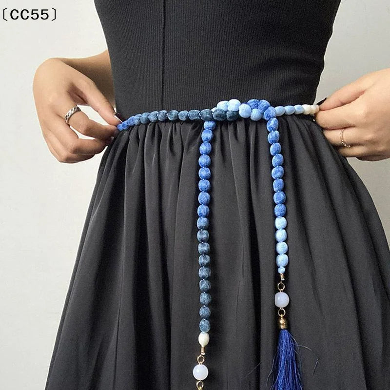 Women's Braided Rope Waist Belt Long Tassel Boho Waistband Rope Waist Belt Qst