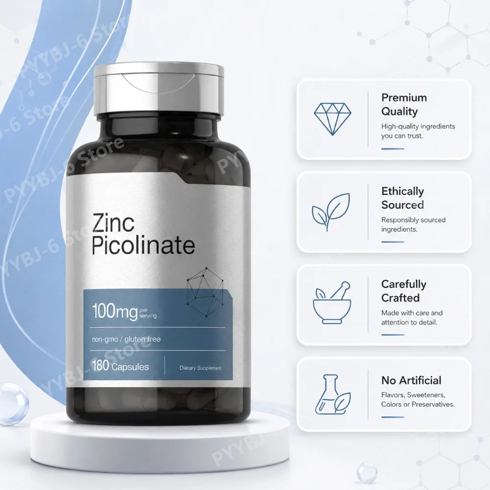 Zinc Picolinate 100mg 180 Capsules – Non-GMO Mineral Supplement Mineral Supplement Qst