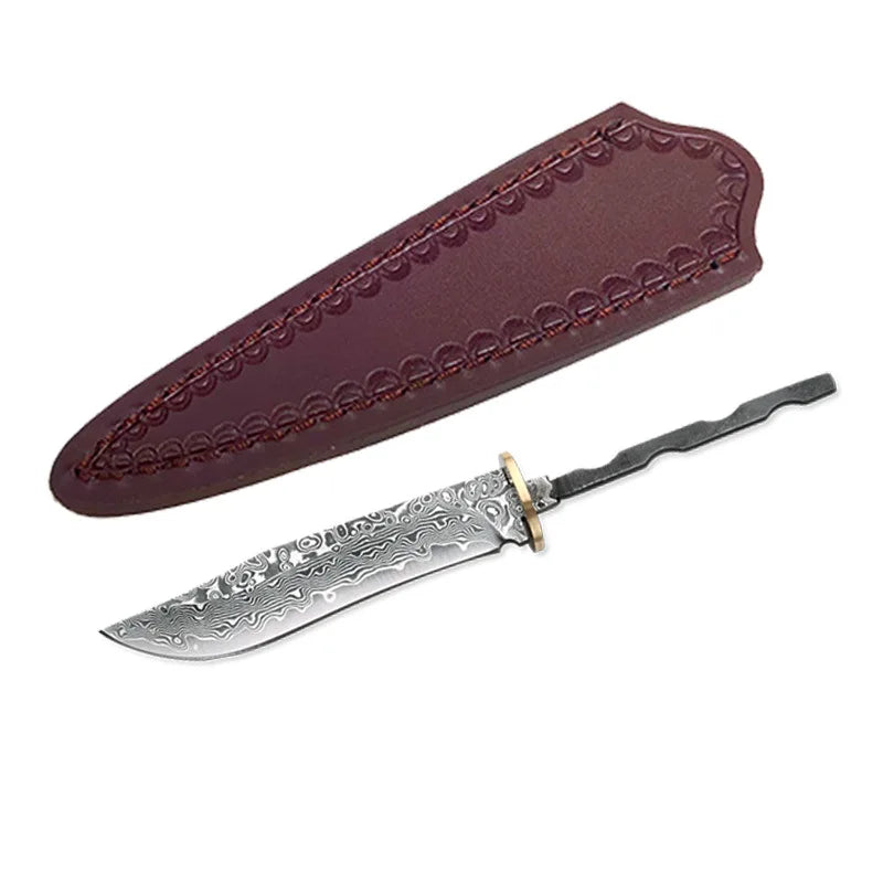 Damascus Steel Fixed Blade Knife Blank – DIY Billet | Swayboo Knife Making Blank Qst Style 056 With Case