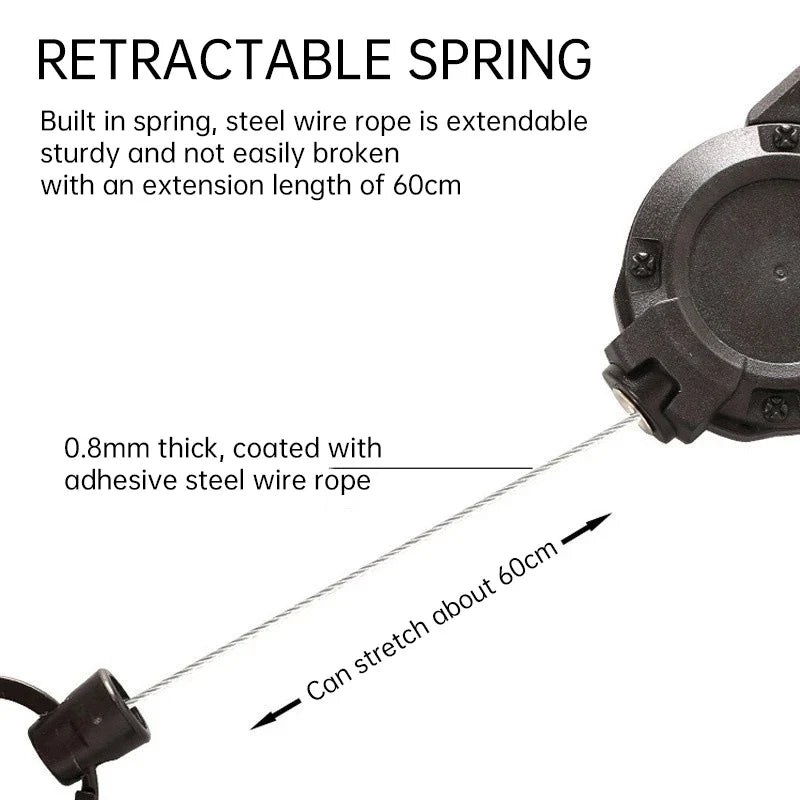 Retractable Heavy Duty Carabiner Key Chain Pull Reel Steel Carabiner Key Chain Qme