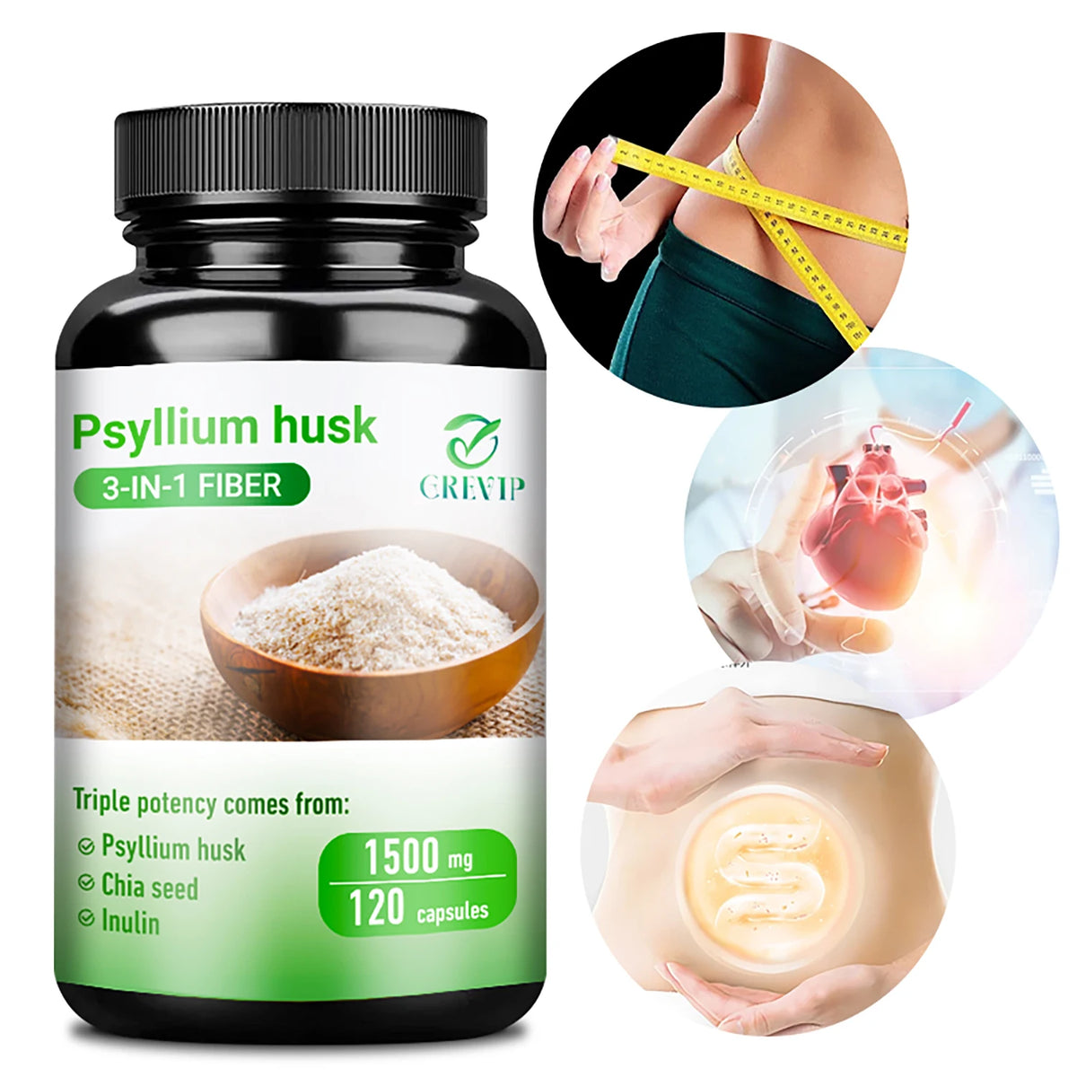 Psyllium Husk Fiber Capsules – Natural Soluble Fiber Supplement Fiber Supplement Qst