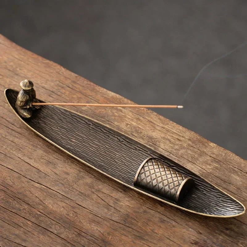 Metal Boat-Shape Incense Stick Burner | Classical Holder Incense Stick Holder Qme leaf