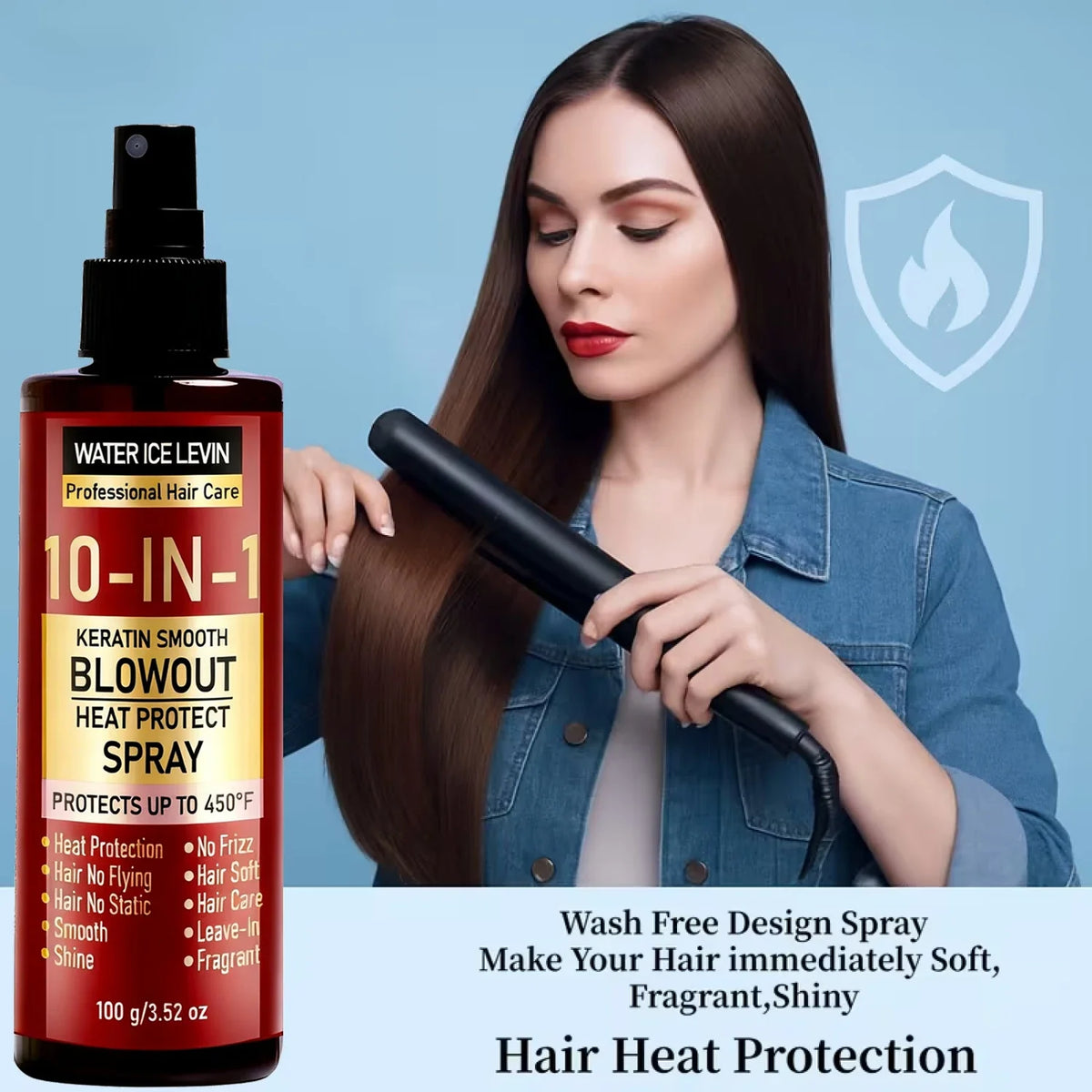 10-in-1 Keratin Heat Protect Spray – Anti-Frizz Blowout Heat Protect Spray Qme