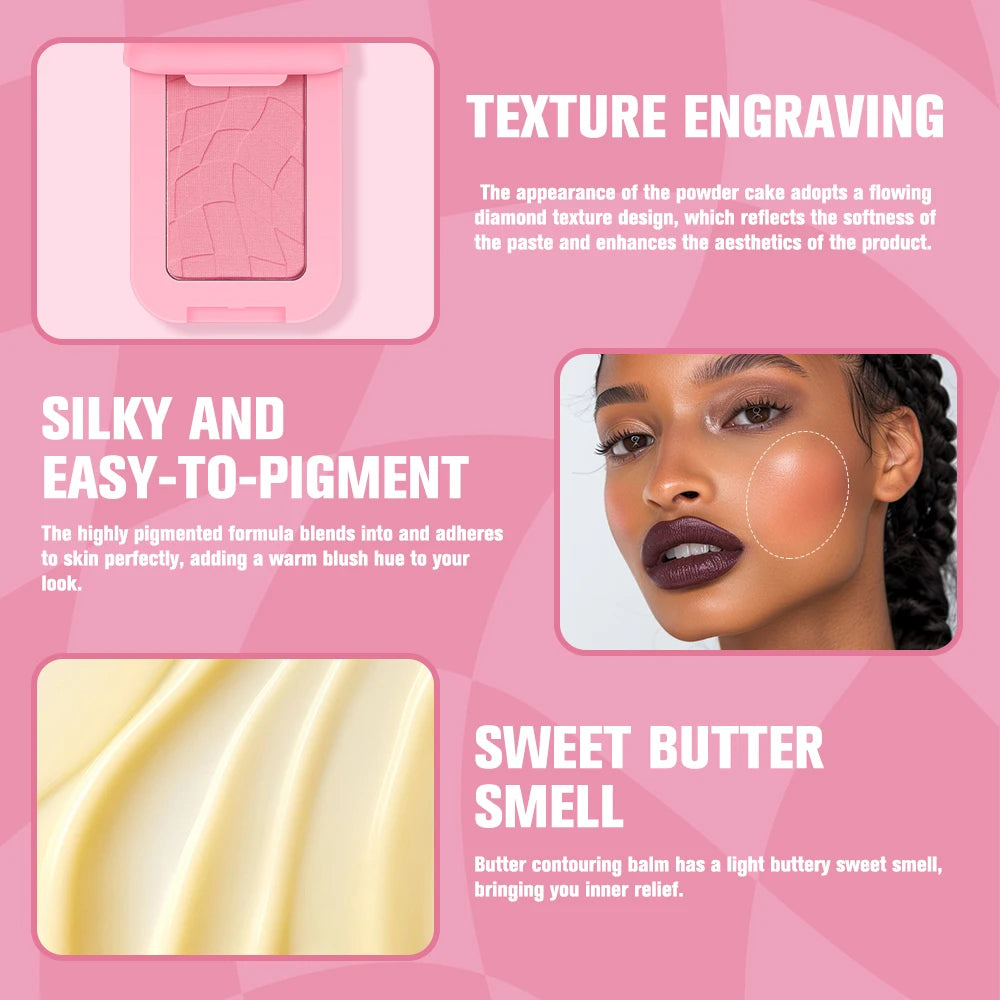 Lakerain Pink Matte Butter Blush – High Pigment, 12Hr Wear Face Blush Powder Qst