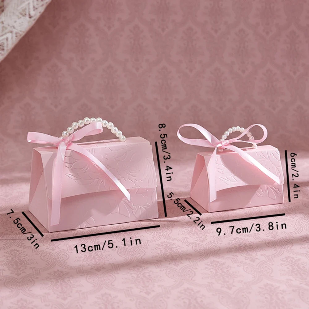 Pink 3D Flower Paper Gift Boxes with Pearl Handle – 10 Pcs Decorative Gift Box Qme S-10Pcs-Pink Other Other