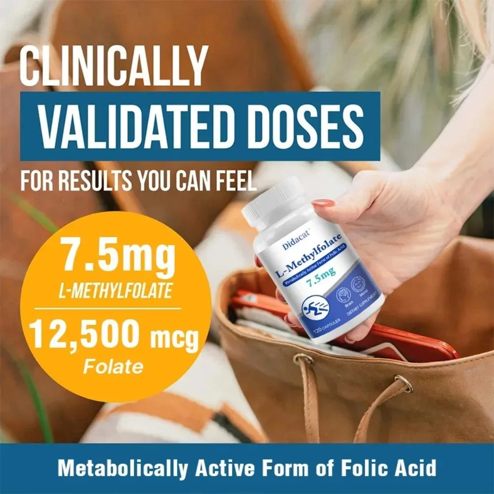 L-Methylfolate Capsules – Active Folate, Non-GMO | Didacat Folate Supplement Qst