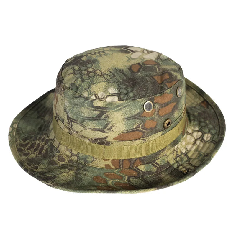 Men's Snake Camo Bucket Hat – Summer Outdoor Sun Shade Cap Bucket Hat Qme