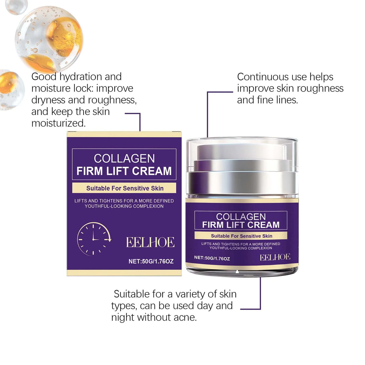 Eelhoe Collagen Firming Cream – Nourishing Face Moisturizer Collagen Face Cream Qst
