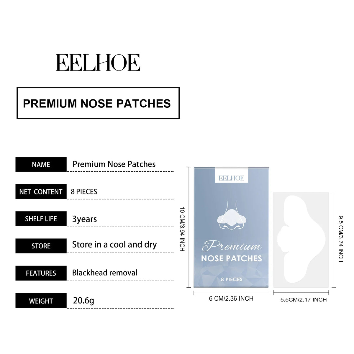 Pore-Cleansing Nose Strips | Blackhead Remover & Smooth Skin Nose Pore Strips Qme Premium