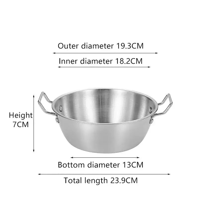 Korean Stainless Steel Rice Bowl – Double Handle, Smooth Edge Stainless Steel Bowl Qst 19cm Bowl
