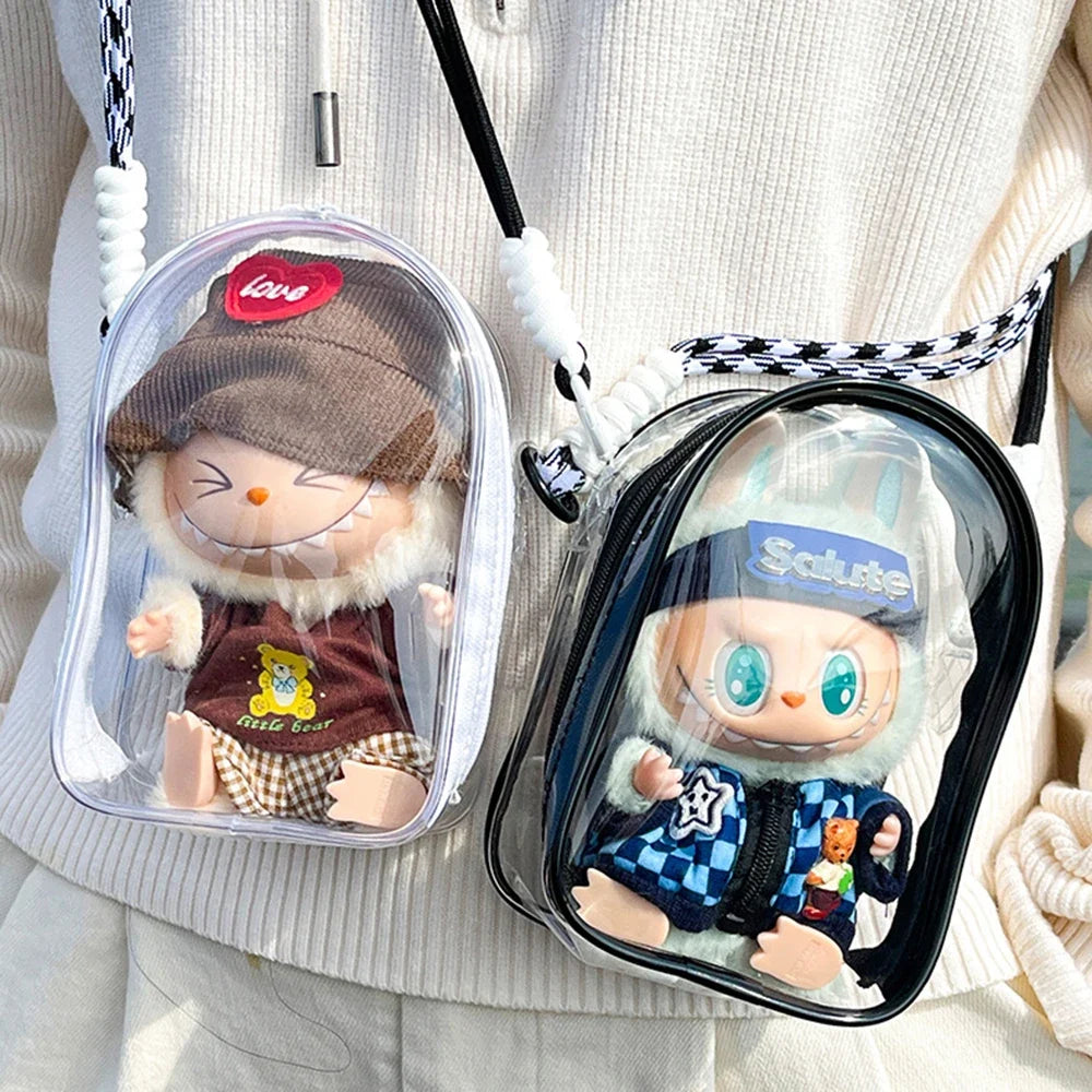 Labubu Doll Shoulder Bag – PVC Protective Carry Case Doll Shoulder Bag Qme