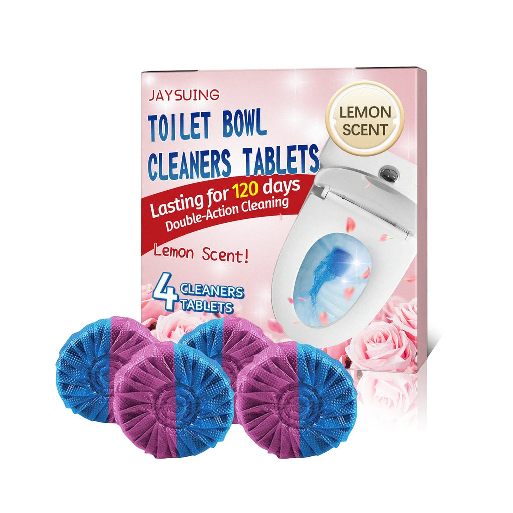 Toilet Bowl Cleaner Effervescent Tablets – Stain & Odor Remover Toilet Cleaning Tablet Qme 4pcs Boxed