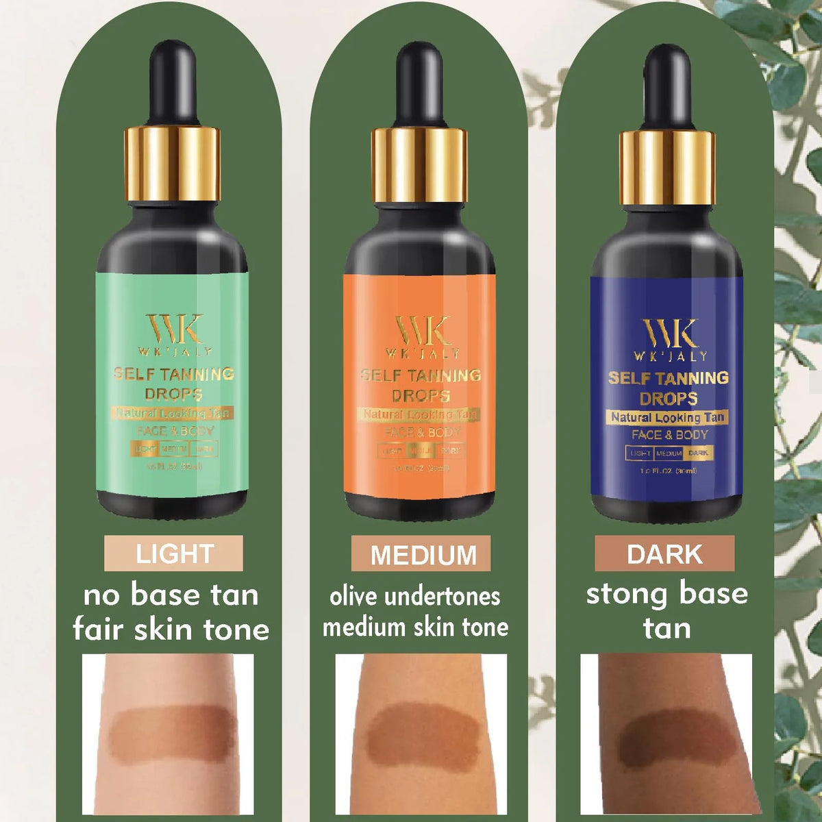 WK'JALY Self-Tanning Drops – DHA & Vitamin E, All Skin Types Self-Tanning Drops Qst