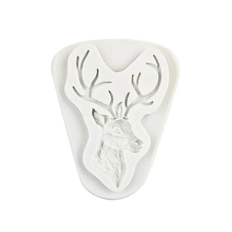 Christmas Deer Head Silicone Mold – Fondant, Chocolate & Soap Silicone Baking Mold Qme