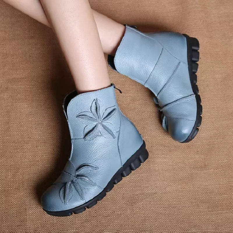 Women's Waterproof Plush Ankle Snow Boots – Winter Zip Boot Women's Snow Boots Qst Blue(no plush 35
