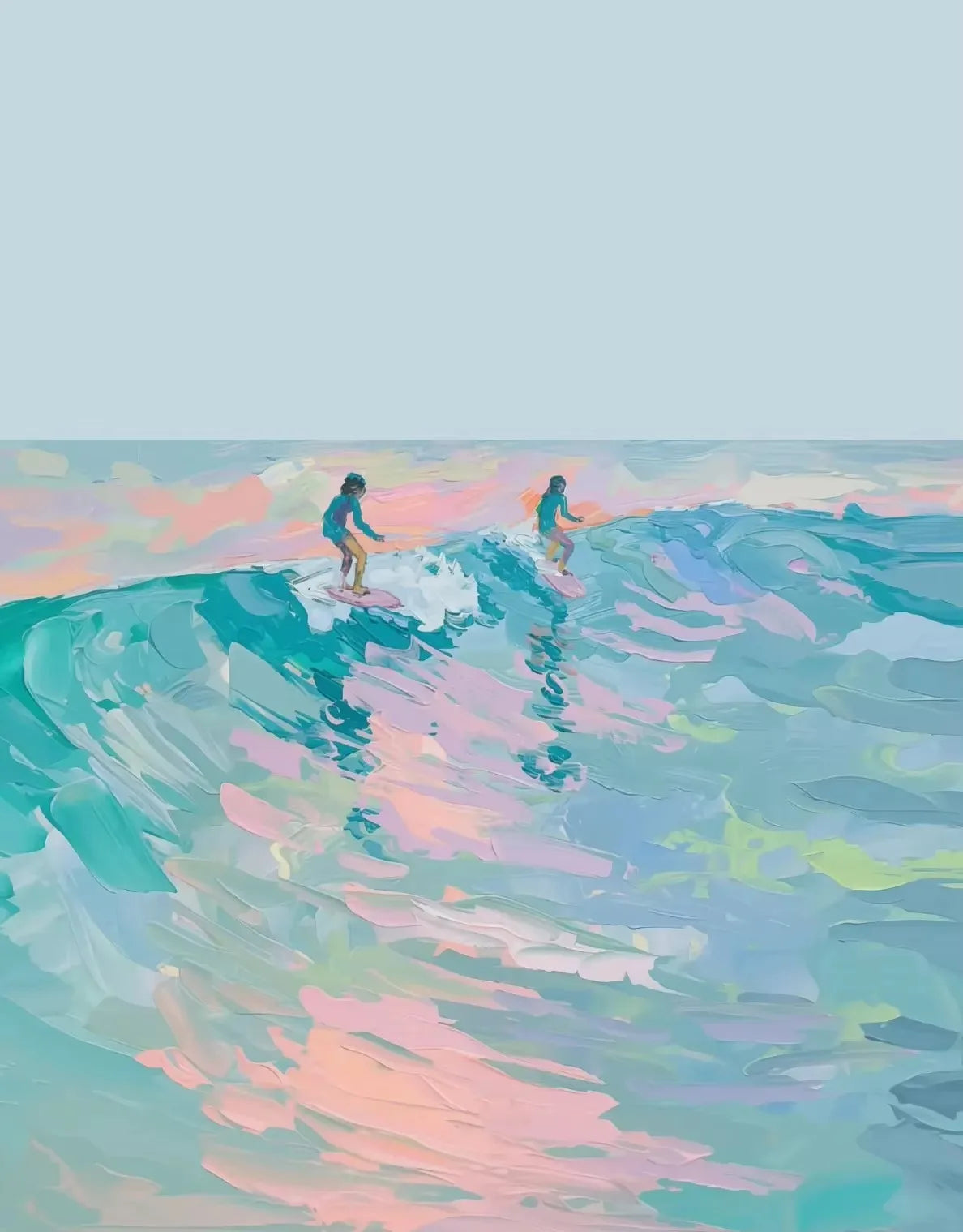Pink Ocean Waves Seascape Canvas Wall Art – Beach Poster
