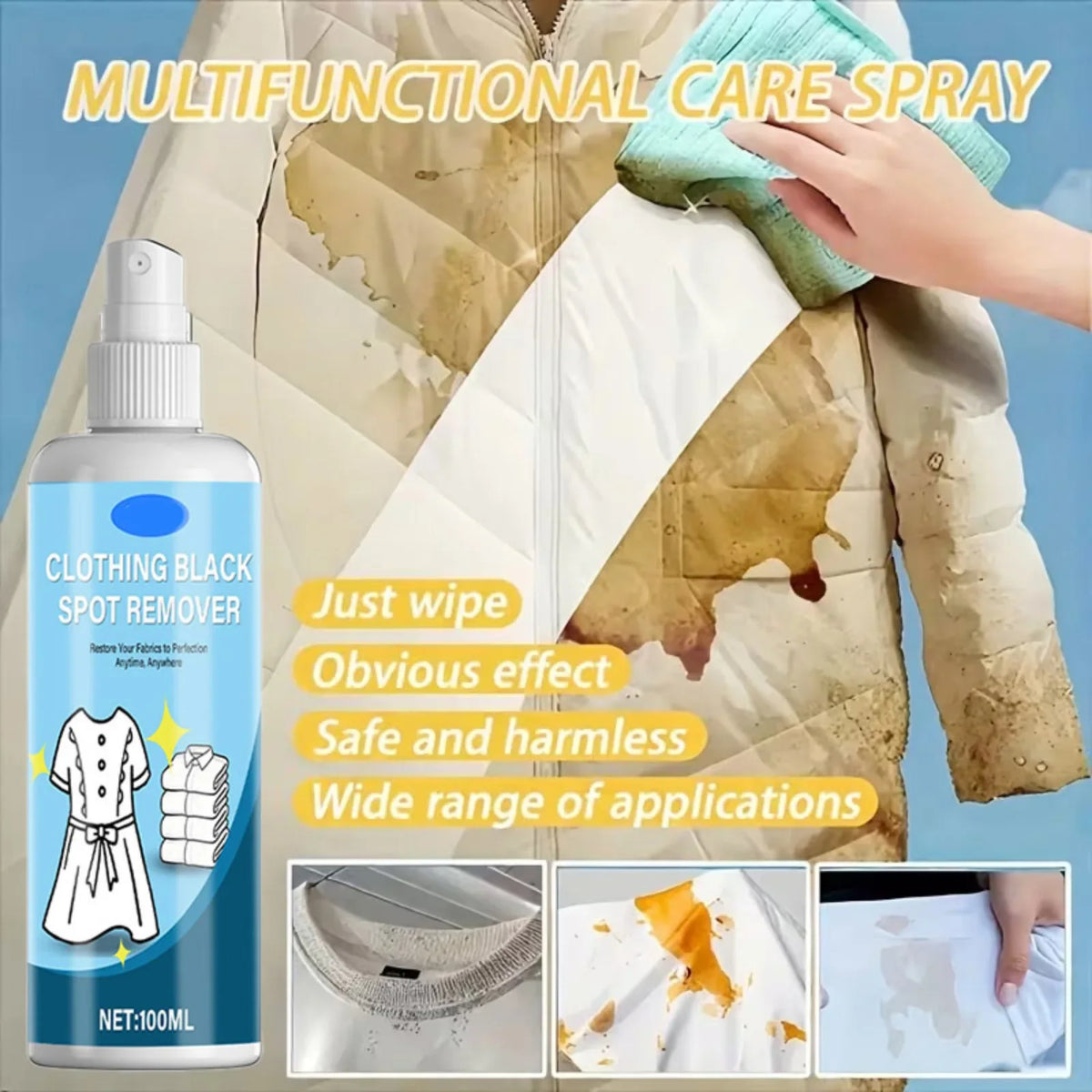 Clothing Mold & Stain Remover – Yellowing, Sweat & Spots Fabric Stain Remover Qme