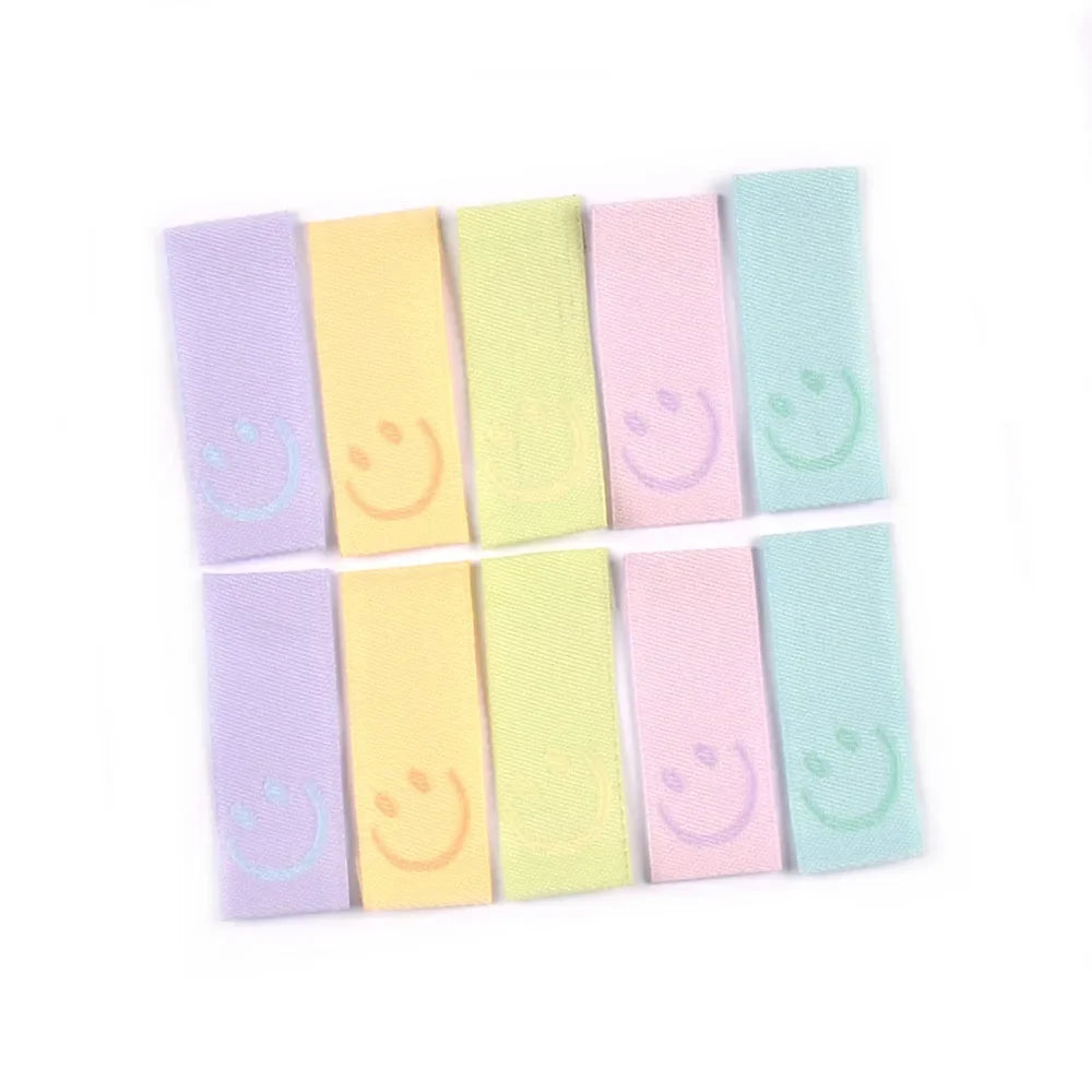 Candy Embroidery Smile Labels – 50pcs Washable Cloth Tags Embroidery Sewing Labels Qme