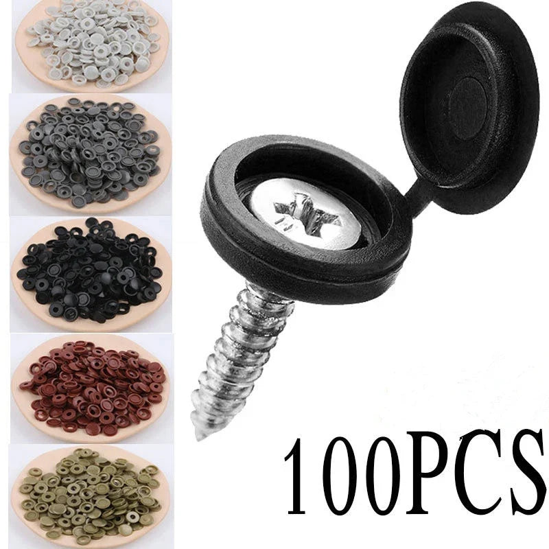 Decorative Screw Hole Plug Caps M3*4 – 100pcs, 3 Colors Screw Hole Plug Cap Qme 100pcs grey