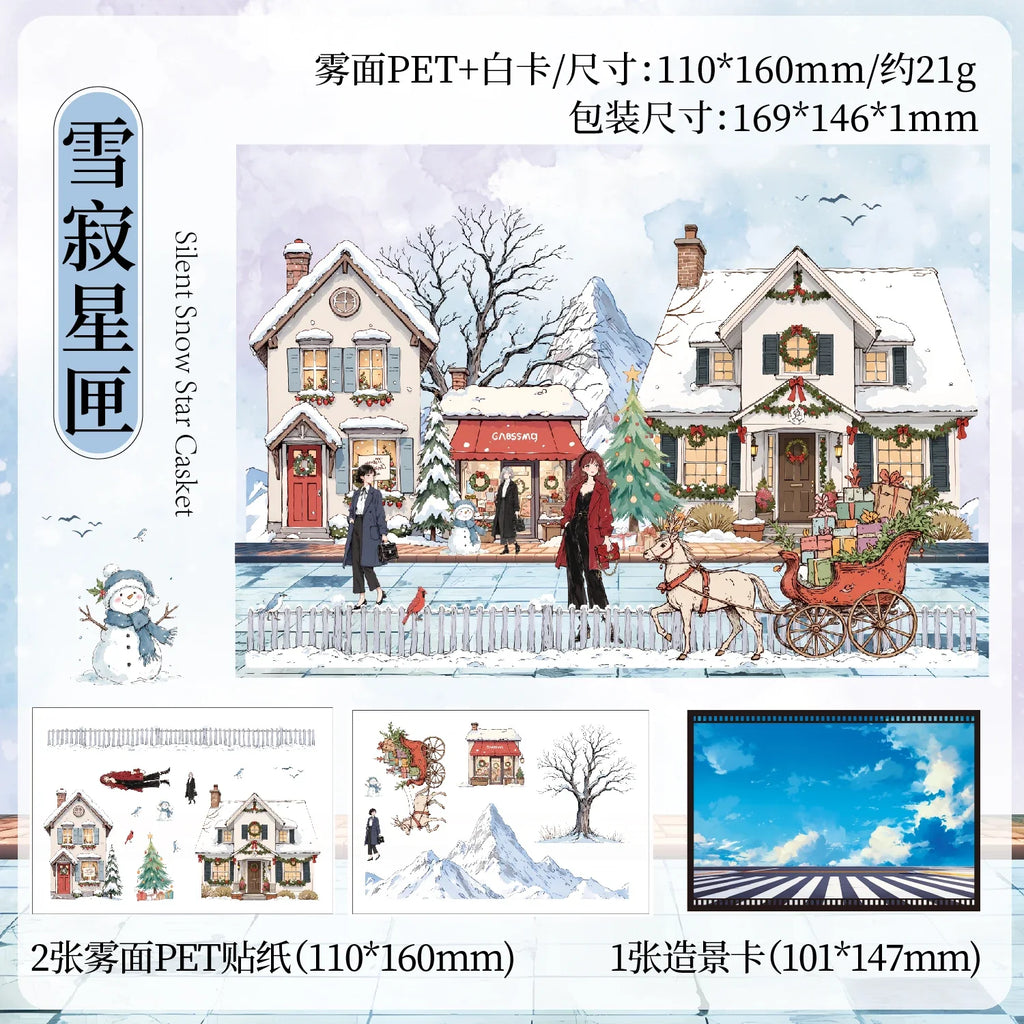 Four Seasons Scenery PET Die Cut Stickers – 3 Sheets Decorative Craft Stickers Qme D