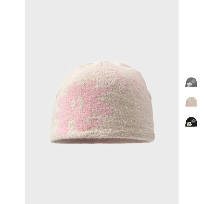 Jacquard Plush Knitted Beanie Hat – Unisex Winter Warm Cap Knitted Winter Hat Qme