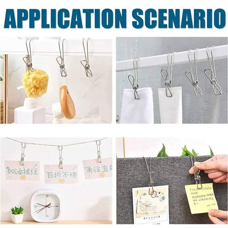 Long Tail Metal Hanging Clothes Clip Hooks – 10 Pack Clothes Clip Hooks Qme