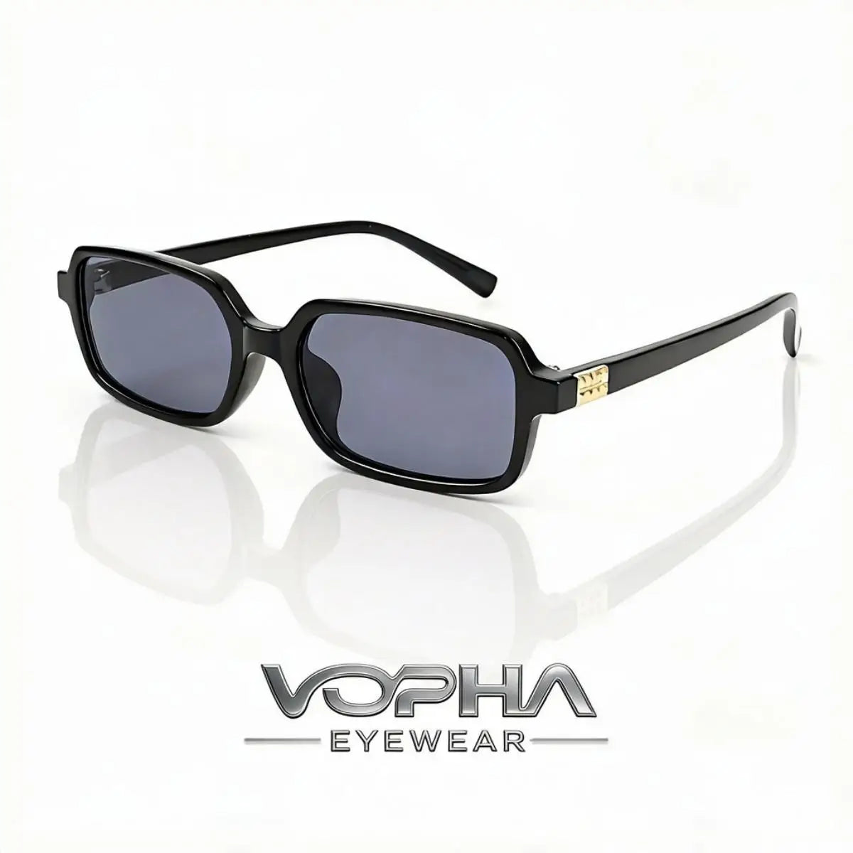 VOPHA 90s Vintage Rectangular Sunglasses UV400 Narrow Frame Fashion Sunglasses Qst Black gray