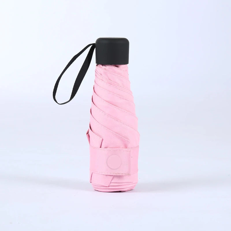 Compact 6-Fold Mini Umbrella – Portable Sun & Rain, Multi-Color Folding Mini Umbrella Qst Pink 6K Iron