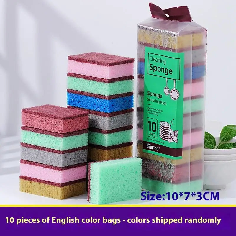 Kitchen Cleaning Sponge Wipes – Dishwashing & Bathroom Scrubber Cleaning Sponge Wipes Qme 10PCS