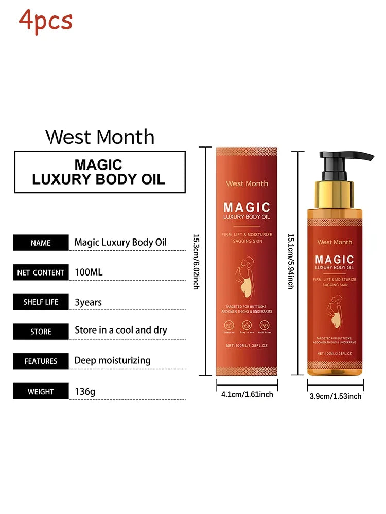 WEST MONTH Magic Luxury Body Oil – Firm & Moisturizing Skin Luxury Body Oil Qst 4pcs