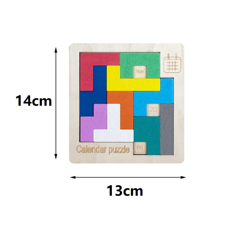 Wooden Number Puzzle Toy – Montessori Early Learning Blocks Wooden Learning Puzzle Qst 1PC