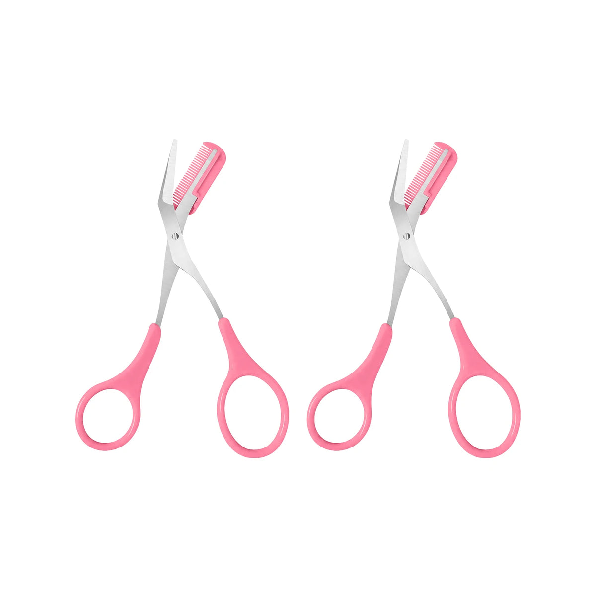 Eyebrow Scissors with Comb – Curved Precision Brow Trimmer Eyebrow Grooming Tool Qst pink-2pcs