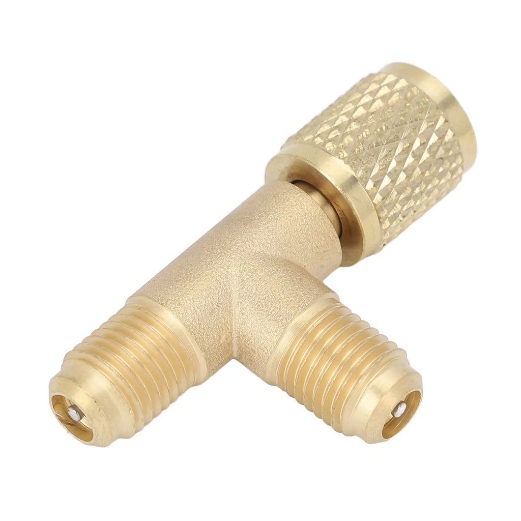 SAE Brass Tee Adapter Valve Core Quick Coupler Heavy Duty HVAC Tee Adapter Qme Default Title