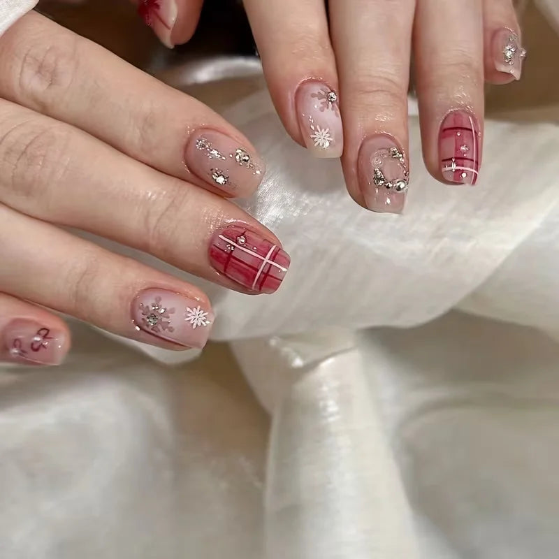 12-Compartment Christmas Wreath Nail Art Organizer | Burgundy Bow Nail Art Organizer Qme