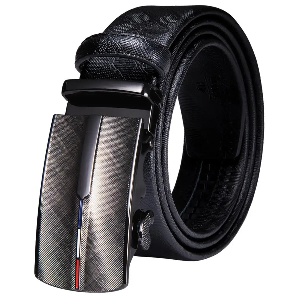 Men's Luxury Genuine Leather Belt – Automatic Buckle Leather Ratchet Belt Qme 0031 130cm