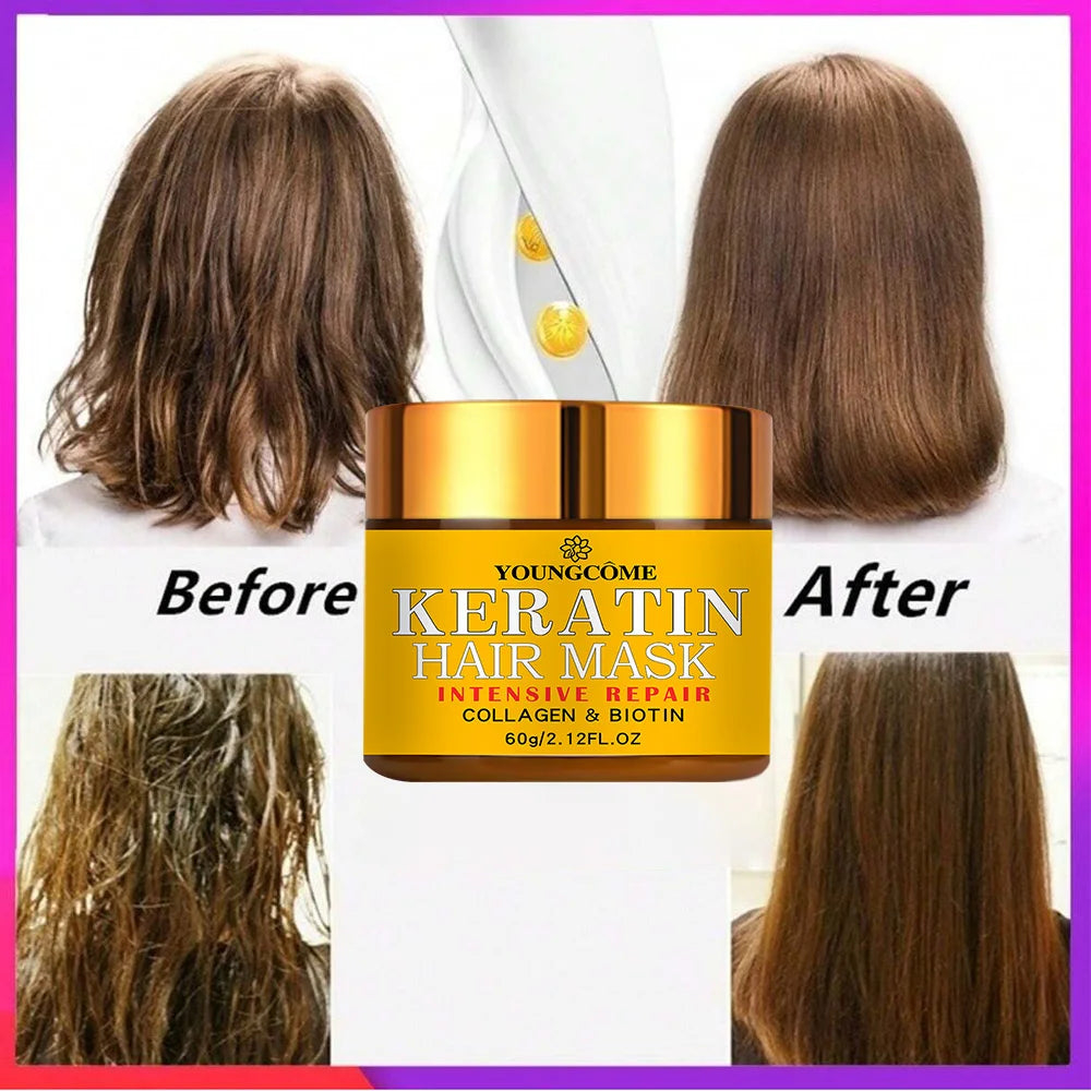 YOUNGCOME Keratin Hair Mask – Biotin, Collagen Treatment Keratin Hair Mask Qst
