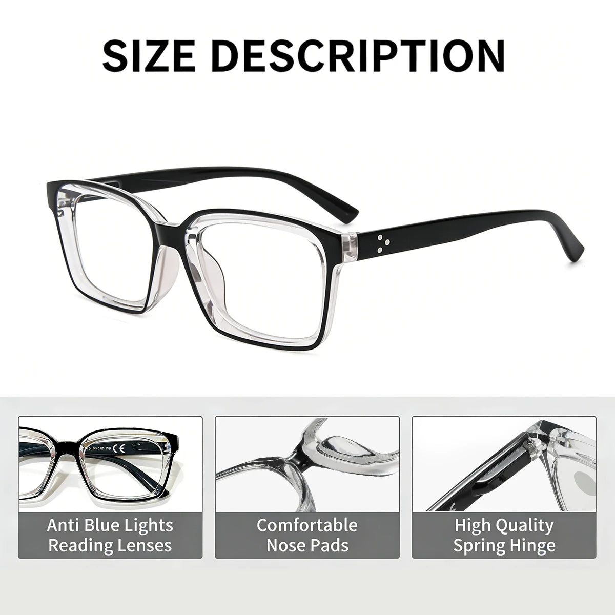 VOPHA Auto-Focus Reading Glasses – Anti-Blue Light Square Frame Reading Glasses Qst