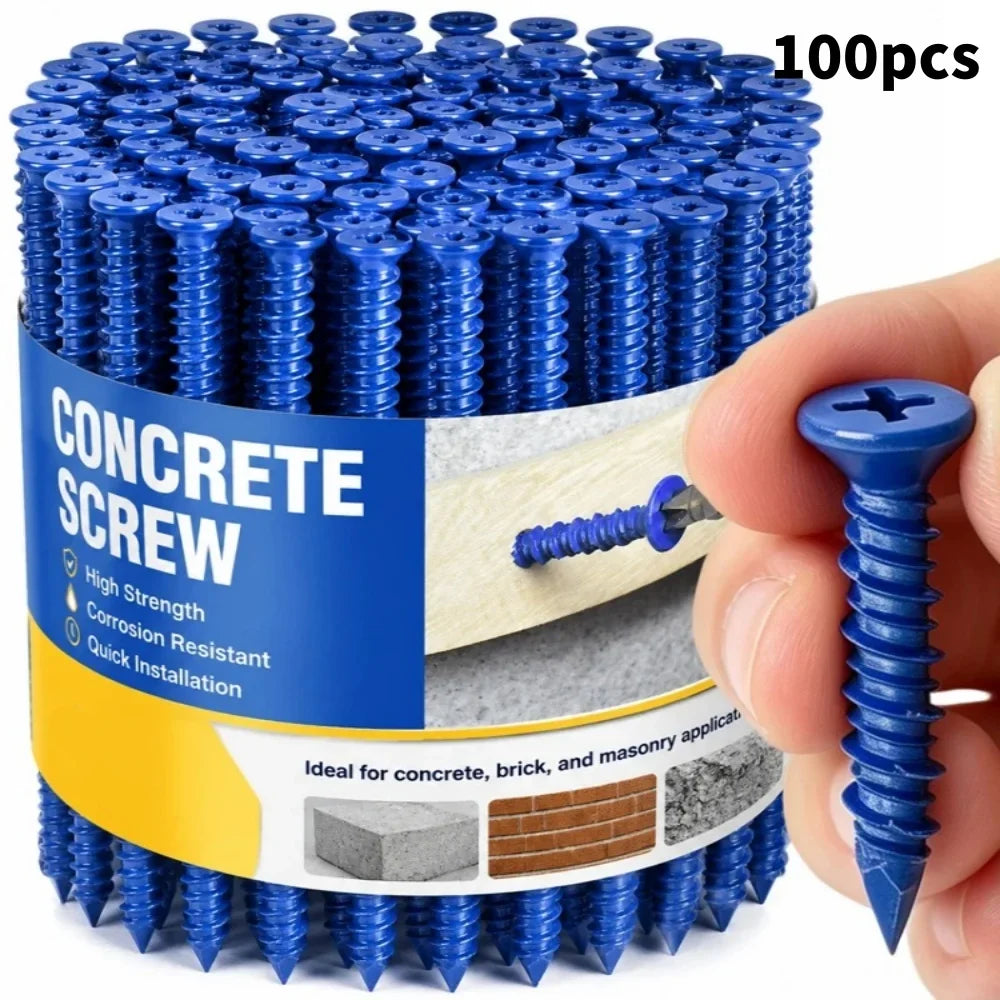 100-Pack Countersunk Masonry Screws | Heavy-Duty 4.8x32mm Masonry Screws Qme 100pcs