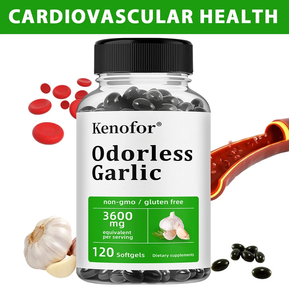 Odorless Garlic Capsules 3600mg – Antioxidant & Immune Support Herbal Supplement Qst
