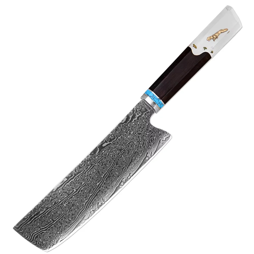 XITUO 7" Nakiri Knife – Japanese Damascus Steel Chef Knife Nakiri Chef Knife Qst Nakiri Knife