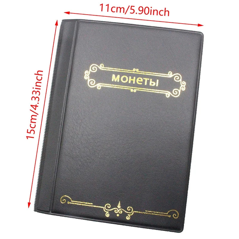120-Pocket Double Row Coin Collection Album Book – Leather Coin Collection Album Qme