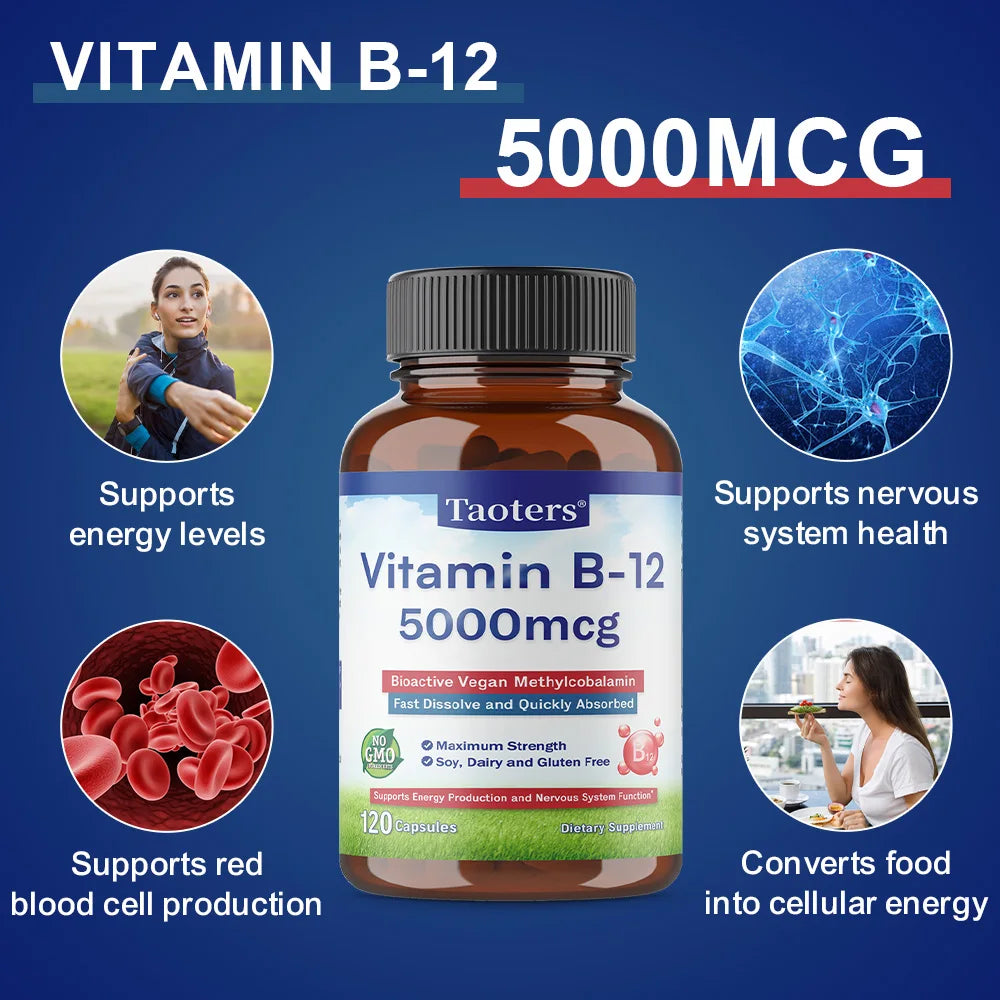 Vitamin B12 5000mcg Vegan Methylcobalamin Capsules Vitamin Supplement Qst